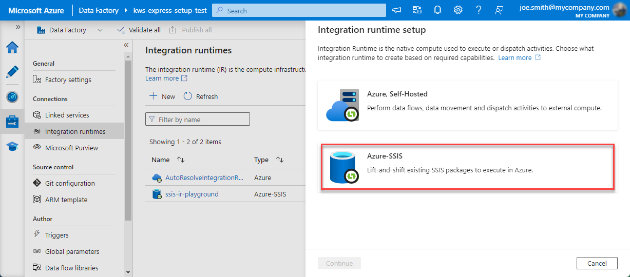 Create a new SSIS IR Instance - Choose Instance Type